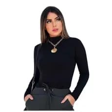 Blusa Cacharrel  Gola Alta Manga Longa Segunda Pele