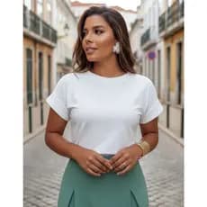 Blusa lisa Feminina  Manga  Japonesa Casual Viscolaycra