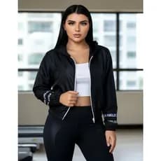 Jaqueta Blusa feminina Corta Vento Com Capuz Moda Outono Inverno