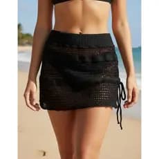 Saída de Praia Feminina Saia Tricô Moda Praia