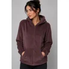 Casaco Feminino Plush com Ziper e Capuz Inverno