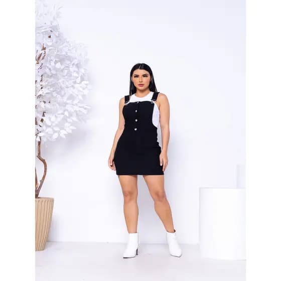 Vestido Jardineira Feminino Bergaline Moda Primavera Verao