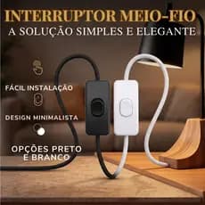 Interruptor Meio De Fio Branco Chave Gangorra Tipo Abajur
