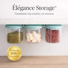 3 POTES ORGANIZADORES COM SUPORTE ELEGANTE- VERDE- ARMAZENAR ALIMENTOS