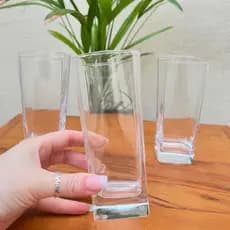 Jogo 6 Copos de Vidro Texas Transparente 320ml Quadrado
