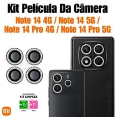 Kit Película da Câmera para Xiaomi Redmi Note 14 4G/5G e Note 14 Pro 4G/5G
