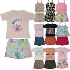 Kit 4 Blusas e 4 Shorts Infantil Menina Roupa Infantil Feminina Verão