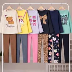 Kit 4 Conjuntos Infantil Menina Inverno Meia Estação Look Completo Com Legging E Blusas Manga Longa.