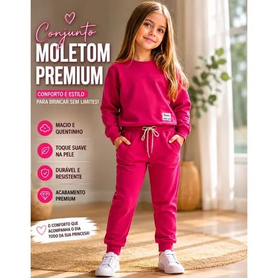 Conjunto Menina Moletom Inverno Casual Confortável