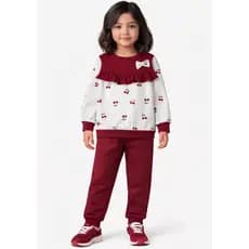 Conjunto Infantil Feminino Moletom Corações E Babado