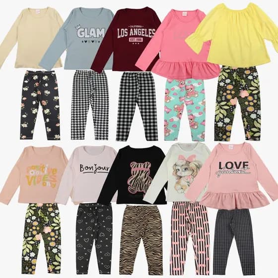 kit 20 Peças 10 Blusas 10 Legging Femininas 12x Sem Juros
