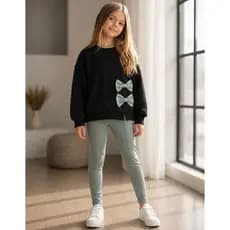 Conjunto Moletom Infantil Menina Laços Inverno Estiloso