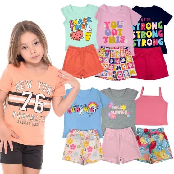 Kit Roupas Feminino Infantil Menina 6 Conjunto Verão Sortido