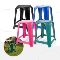 Kit 4 Banquinho De Plástico Banco Adulto 45cm Cor Verde Rosa Preto Azul Banqueta