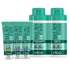 Eico Salão Em Casa Cachos Definidos Shampoo e Condicionador 450ml + Modeladores Curvas 2ABC 3ABC