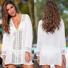 Saida De Praia Saida De Biquini De Renda Manga Longa Roupa Moda Verao