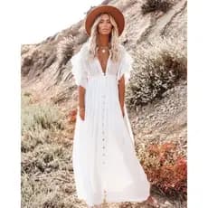 Saída de praia Longa simples feminino vestido  blogueira longa banho piscina mulher  verão 2022