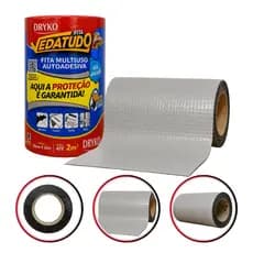 Fita Multiuso Autoadesiva Dryko Vedatudo Cinza 20cm x 10m Manta Asfáltica Impermeabilizante Dutos