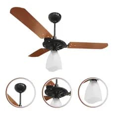 Ventilador de Teto Yris 150W Ventex 3 Pás Mogno Turbo Silencioso 3 Velocidades Ventilação Econômico