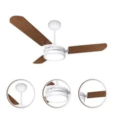 Ventilador Teto Ventex 150W Valen Led 18W Turbo Silencioso Econômico 3 Pás MDF 3 Velocidades Potente