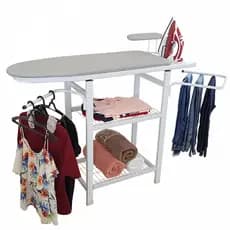 Tábua De Passar Roupa Multiuso Porta Cabide Porta Ferro E Passa Mangas Aço Reforçado