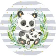 Painel Redondo Sublimado 3D Panda Baby 1,50 Mtr