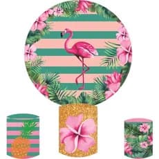 Kit Painel Redondo Flamingo  - 1,50mx1,50m+capas