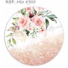 Painel Redondo Sublimado 3D Floral E Glitter com elástico
