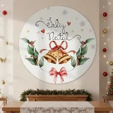 Painel Redondo Em Tecido Sublimado Natal c/elástico
