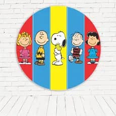 Painel Redondo Sublimado 3D Snoopy 1,50m  x 1,50 m com elástico