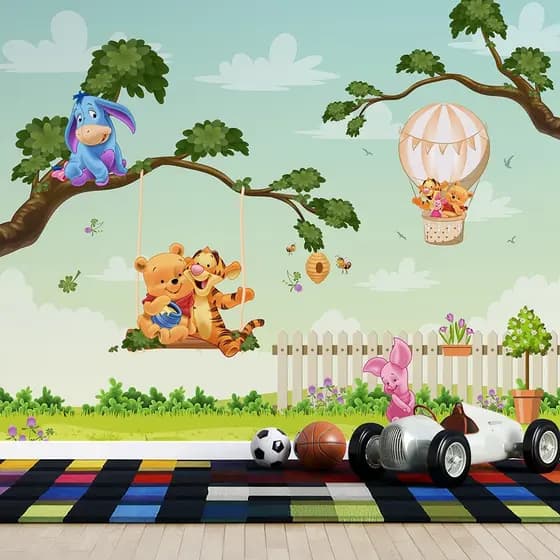 Papel  de Parede Infantil Ursinho pooh