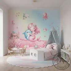 Papel de Parede Infantil Sereia Encantada – Fundo do Mar Mágico 🧜‍♀️