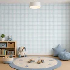 Papel de Parede Infantil Xadrez Médio - Azul Claro