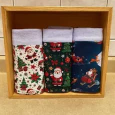 Kit 3 Panos de Prato Natalinos 100% Algodão Premium c/ Alça p/ Pendurar | Estampas Vibrantes