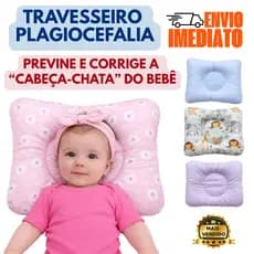 Travesseiro Cabeça Chata para Recém Nascido Anatômico Tratamento Modelador Algodão