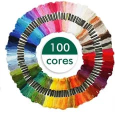 Kit 100 Meadas de Linha Para Bordado Crochê Ponto Cruz e Costura Fio Poliéster Algodão - Cores Variadas