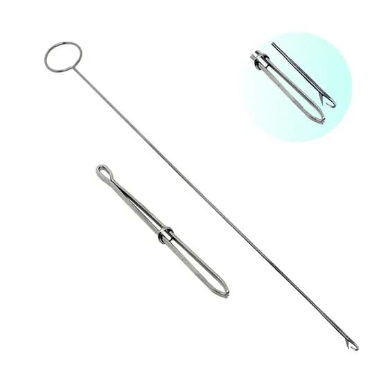 Kit Passador de Elástico e Cordão + Virador Roletê em Aço Inox Ferramenta de Costura Artesanato