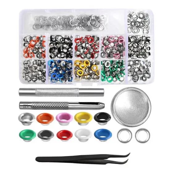 Kit Ilhós Coloridos 400 Peças com Aplicador Manual e Vazador – Fácil e Prático