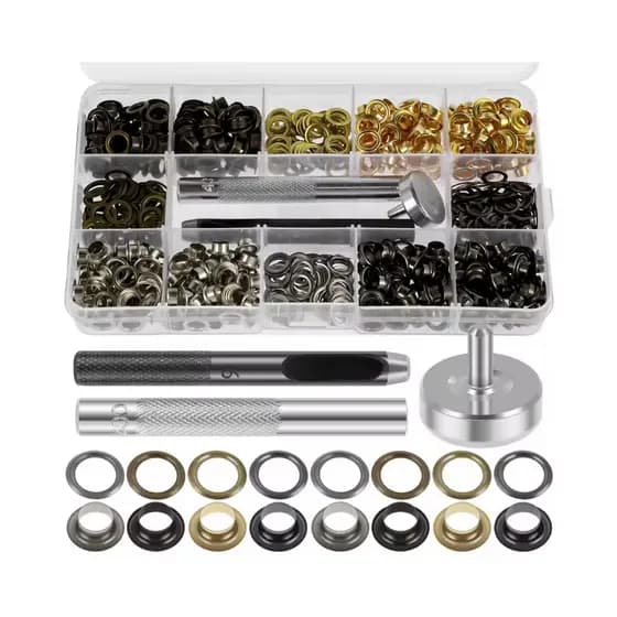 Kit Aplicador De Ilhós Manual Com Vazador + 200 Ilhós Com Arruelas