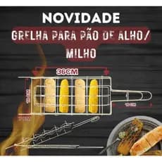 Grelha Churrasqueira Pão de Alho e Milho Aço niquelado Resistente praticidade Acabamento