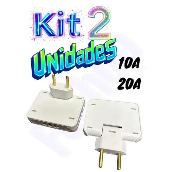 Kit 2 Adaptador de Tomada Articulado Dobrável Resistente 10Ae 20A