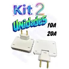 Kit 2 Adaptador de Tomada Articulado Dobrável Resistente 10Ae 20A