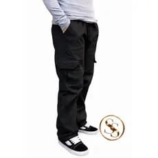 Calça Cargo Masculino / Feminino Roupas Elegante 6 Bolsos skate Larga Fechamento Cordão