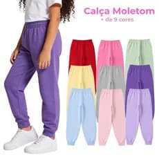 Kit 2, 3, 4 ou 5 Calças de Moletom Infantil Frio Inverno Quentinho 1 a 8 anos Menina Feminino