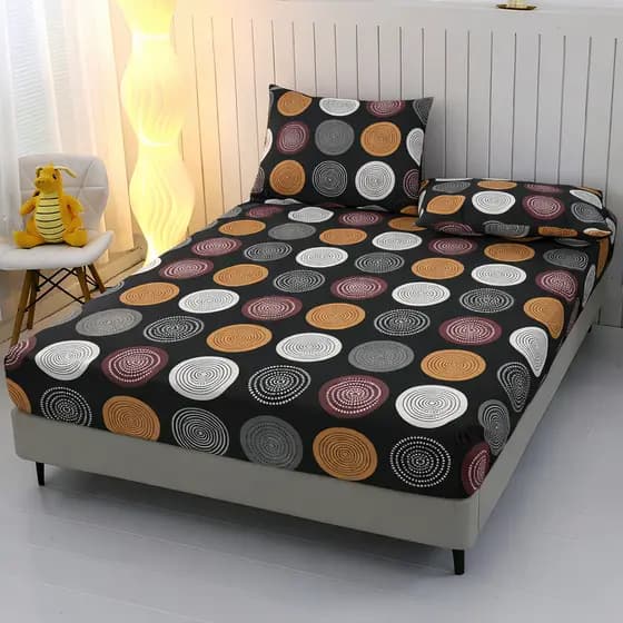 Roupa de Cama Lençol 03 Peças 400 Fios Micropercal Com Elástico Estampado Ponto Palito