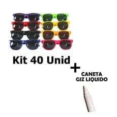 Kit 40 Óculos De Sol Para Festas Balada + Caneta Giz Brinde