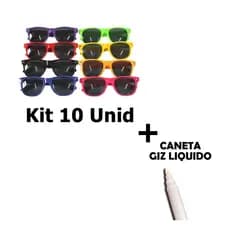 Kit 10 Óculos De Sol Para Festas + Caneta Giz Brinde