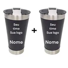 Kit 2 Copos Térmicos Personalizados Com Logo Time Nome Ótima Qualidade