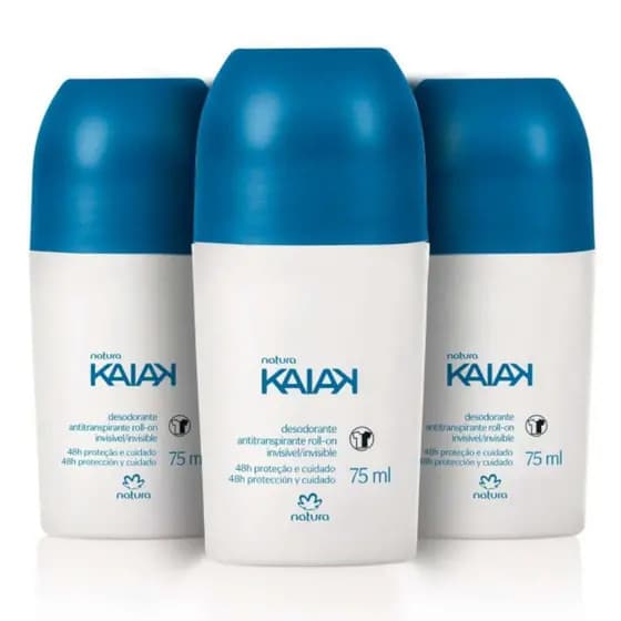 Conjunto Desodorante Antitranspirante Roll-On Kaiak Masculino - 3 un. de 75 ml