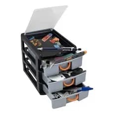 Organizador Gaveteiro 7080 com 3 Gavetas em Plástico – Ideal para Ferramentas e Peças Pequenas